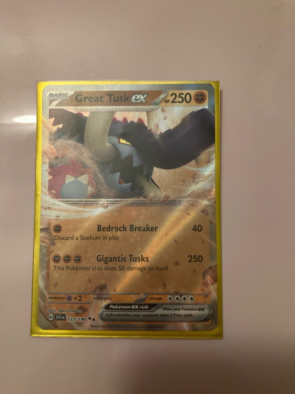 Pokemon Great Tusk ex Holographic Card - Gold Border